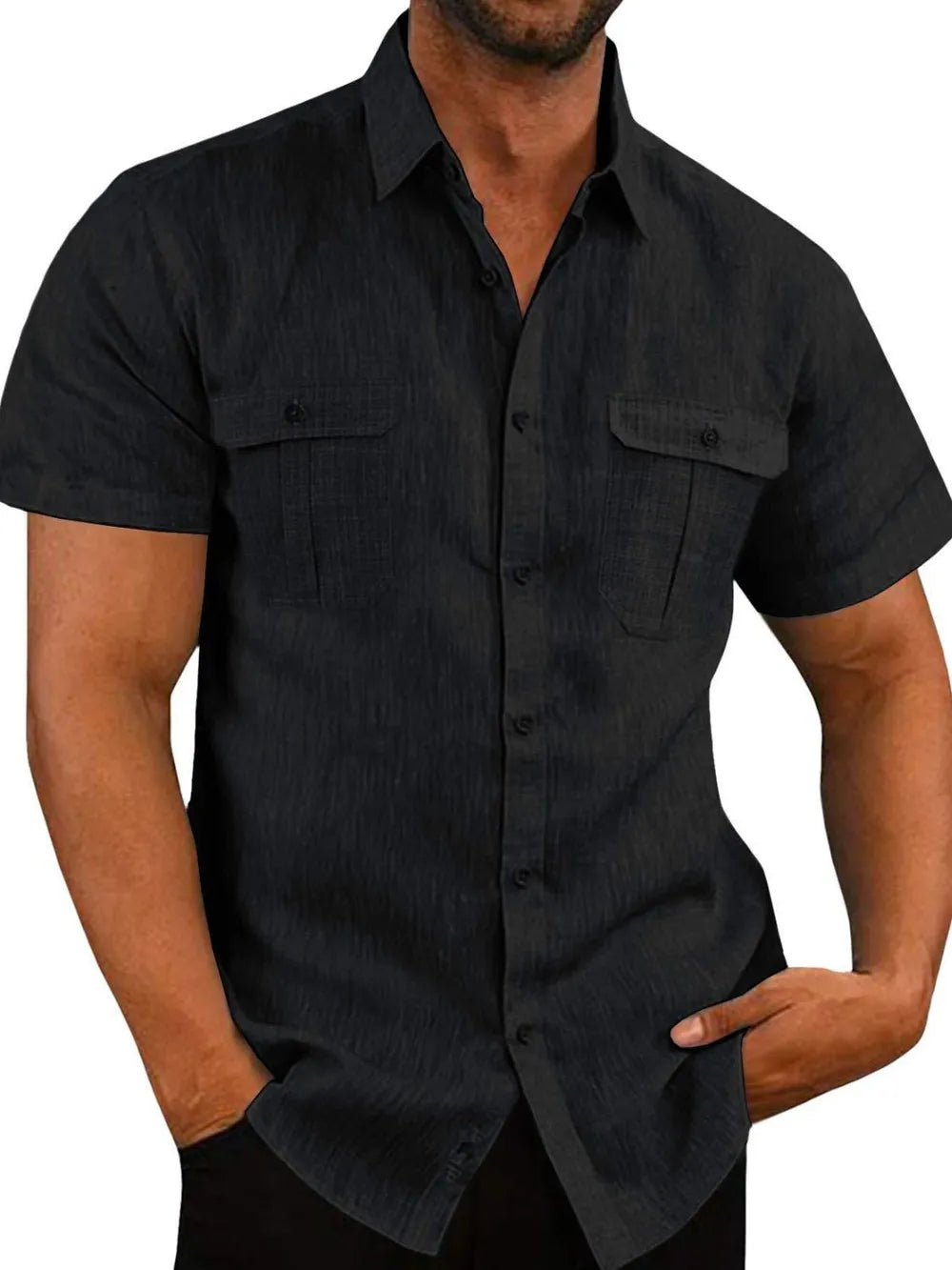 Men&#039;s Plus Size Collared Neck Short Sleeve Shirt