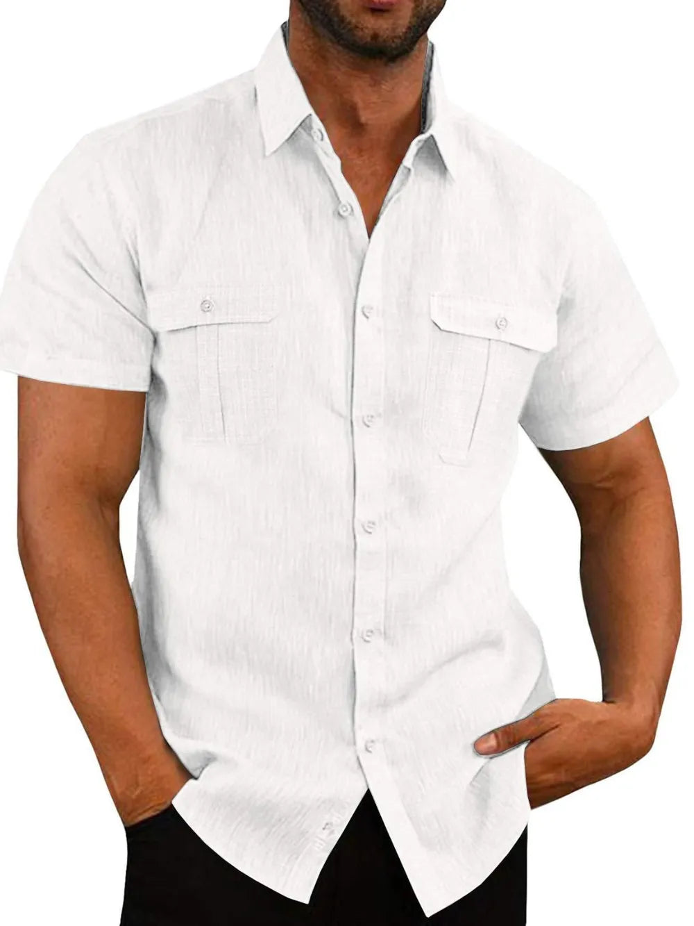 Men&#039;s Plus Size Collared Neck Short Sleeve Shirt