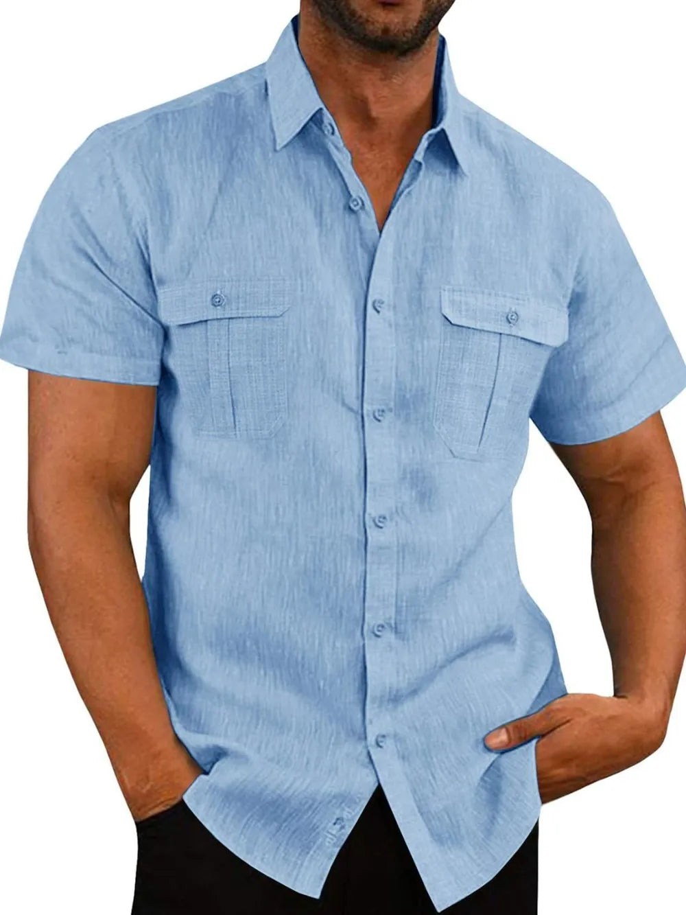 Men&#039;s Plus Size Collared Neck Short Sleeve Shirt