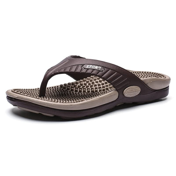 DSLED Massage Flip Flops for Men & Women, with Arch Support Summer Breathable Beach Shoes, Acupressure Sandals Massage Slippers, Relief Plantar Fasciitis Heel Arch Arthritis Pain, Khaki