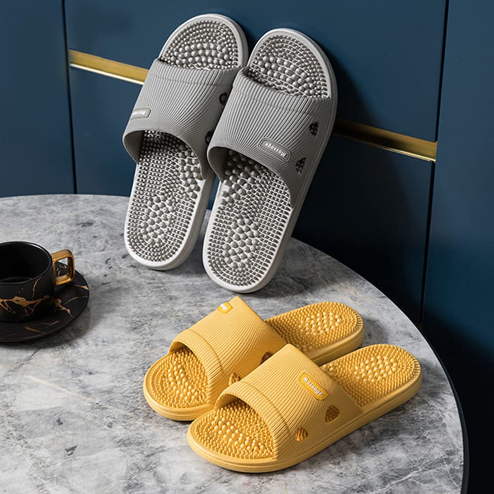 Acupressure Massage Slippers for Plantar Fasciitis for Women Acupuncture Slippers Arthritis Neuropathy Pain Relief Non-Slip Massage Sandals Women Stress Relief Gifts for Bath (US Men 7.5-8.5, Grey)