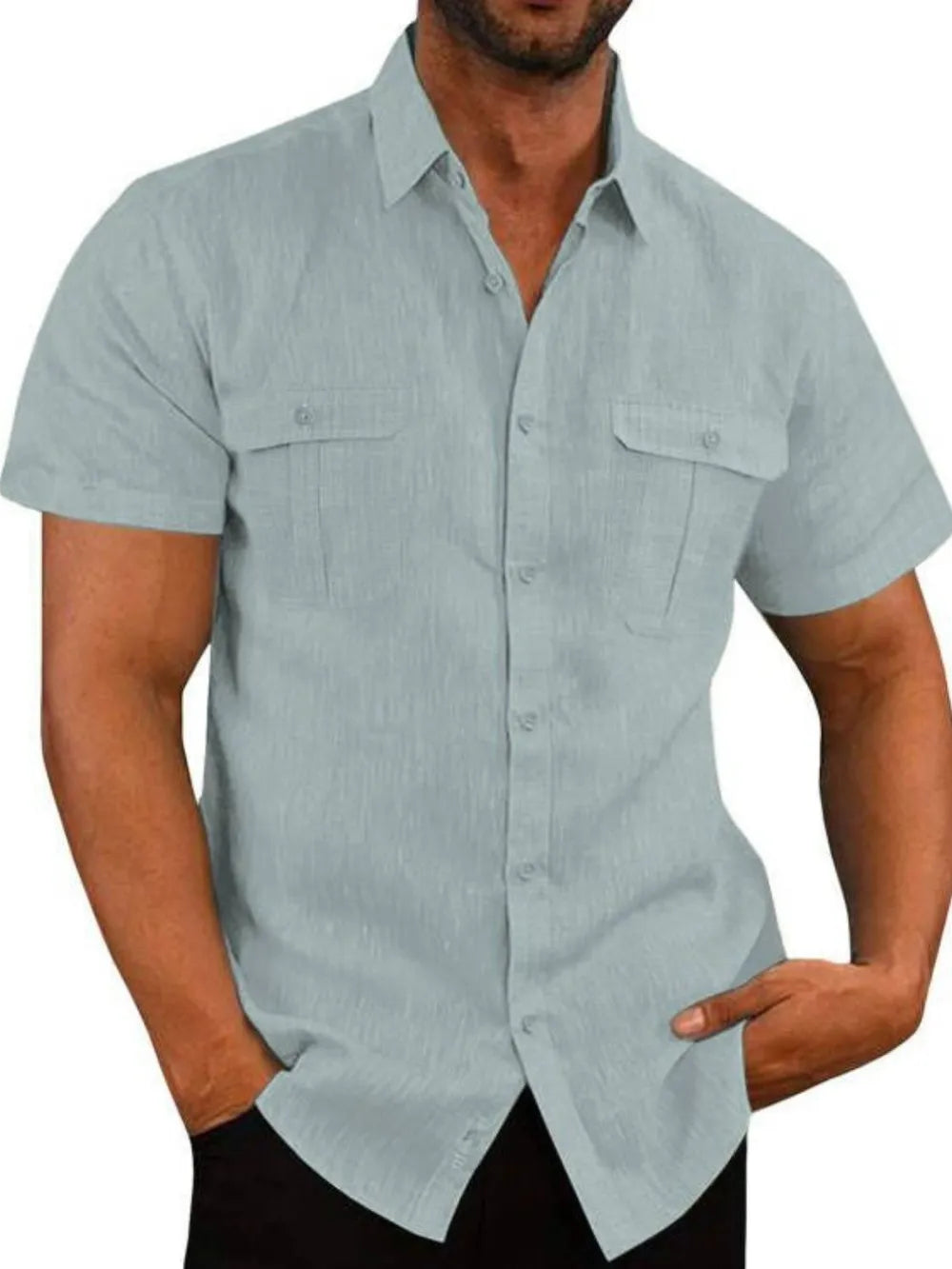 Men&#039;s Plus Size Collared Neck Short Sleeve Shirt