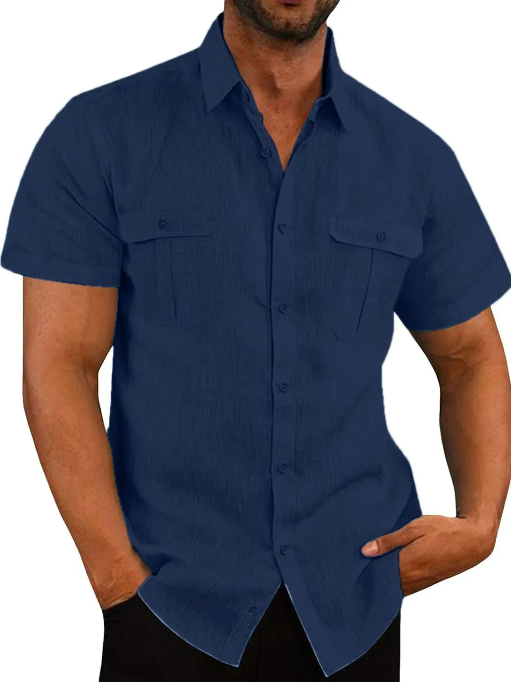 Men&#039;s Plus Size Collared Neck Short Sleeve Shirt