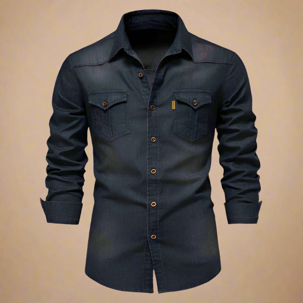 Men&#039;s RAW Denim Shirts - Stylish Stretch Long Sleeve Denim Shirt