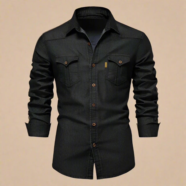 Men&#039;s RAW Denim Shirts - Stylish Stretch Long Sleeve Denim Shirt
