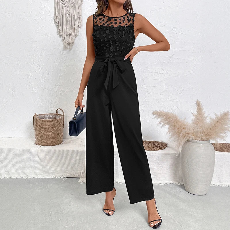 Flower Sleeveless Wide Leg Jumpsuit