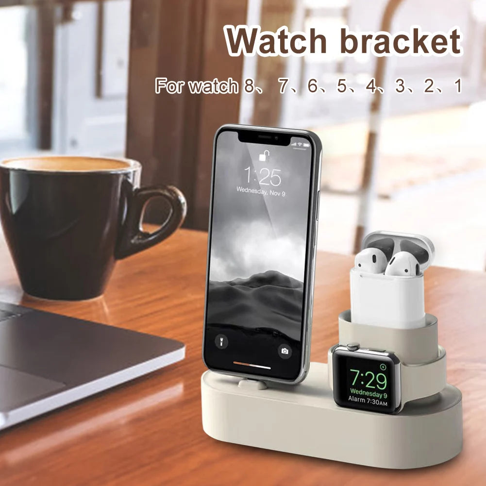 Multifunctional Phone Watch Bracket Silicone Charging Dock Station Anti Slip Accessories for Apple Watch iPhone Airpods