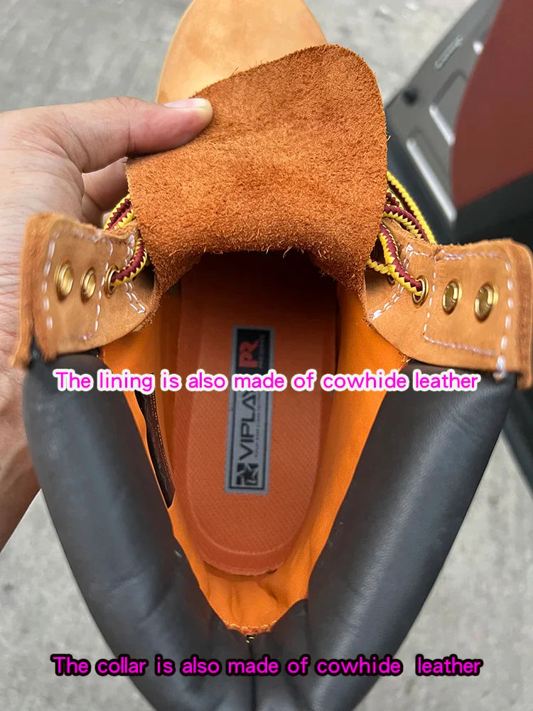 New Work Boots Men&#039;s Original Comfy Shoes Outdoor Hiking Leather Casual Shoes For Men Basic Boots Waterproof Yellow Boots