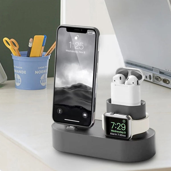 Multifunctional Phone Watch Bracket Silicone Charging Dock Station Anti Slip Accessories for Apple Watch iPhone Airpods