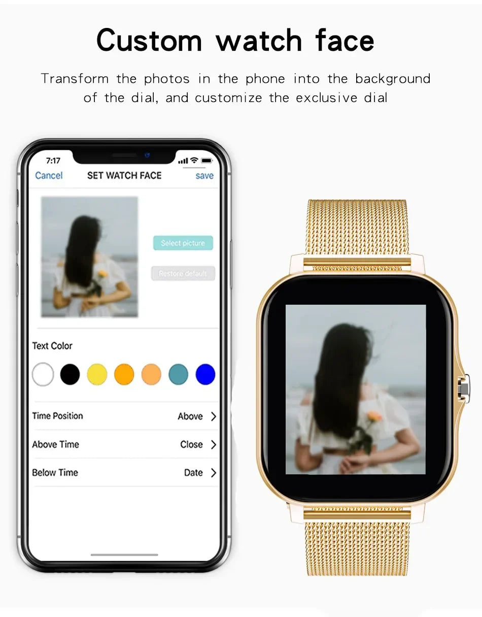 Smart watch for android phone.1.44 inch color screen full touch bluetooth call smart watch magnetic charging