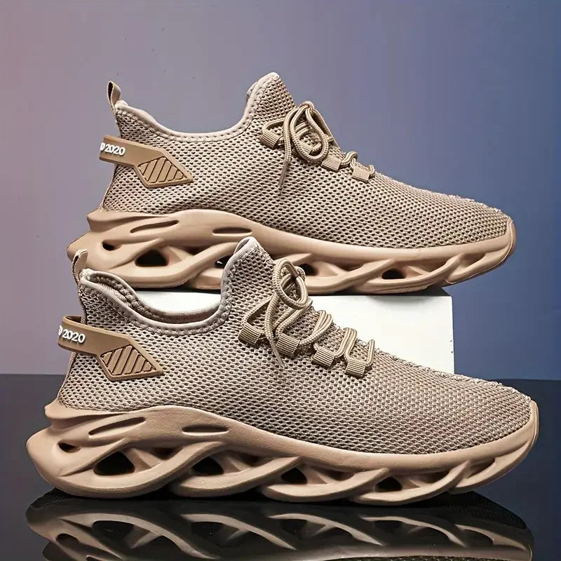Men Sports Running Black Jogging Shoes Casual Sneakers Brown Outdoor Breathable Mesh Women Light Shock-absorption