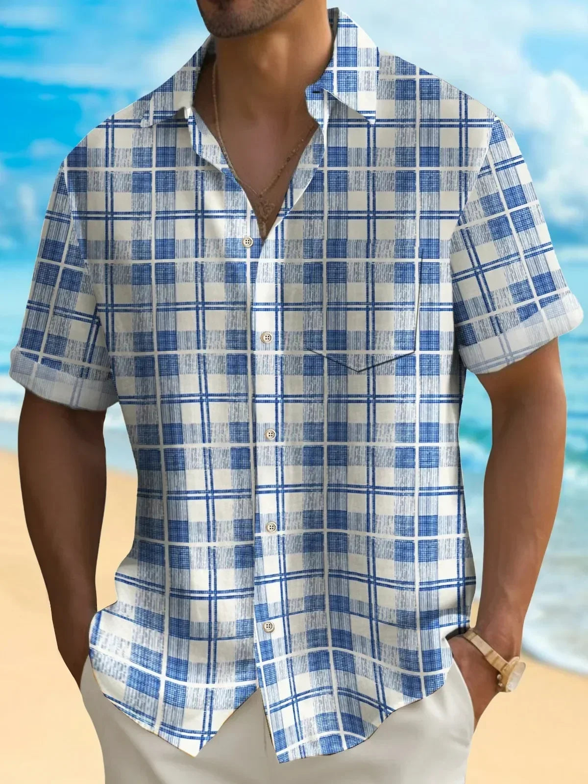 Men&#039;s Plus Size Collared Neck Short Sleeve Shirt