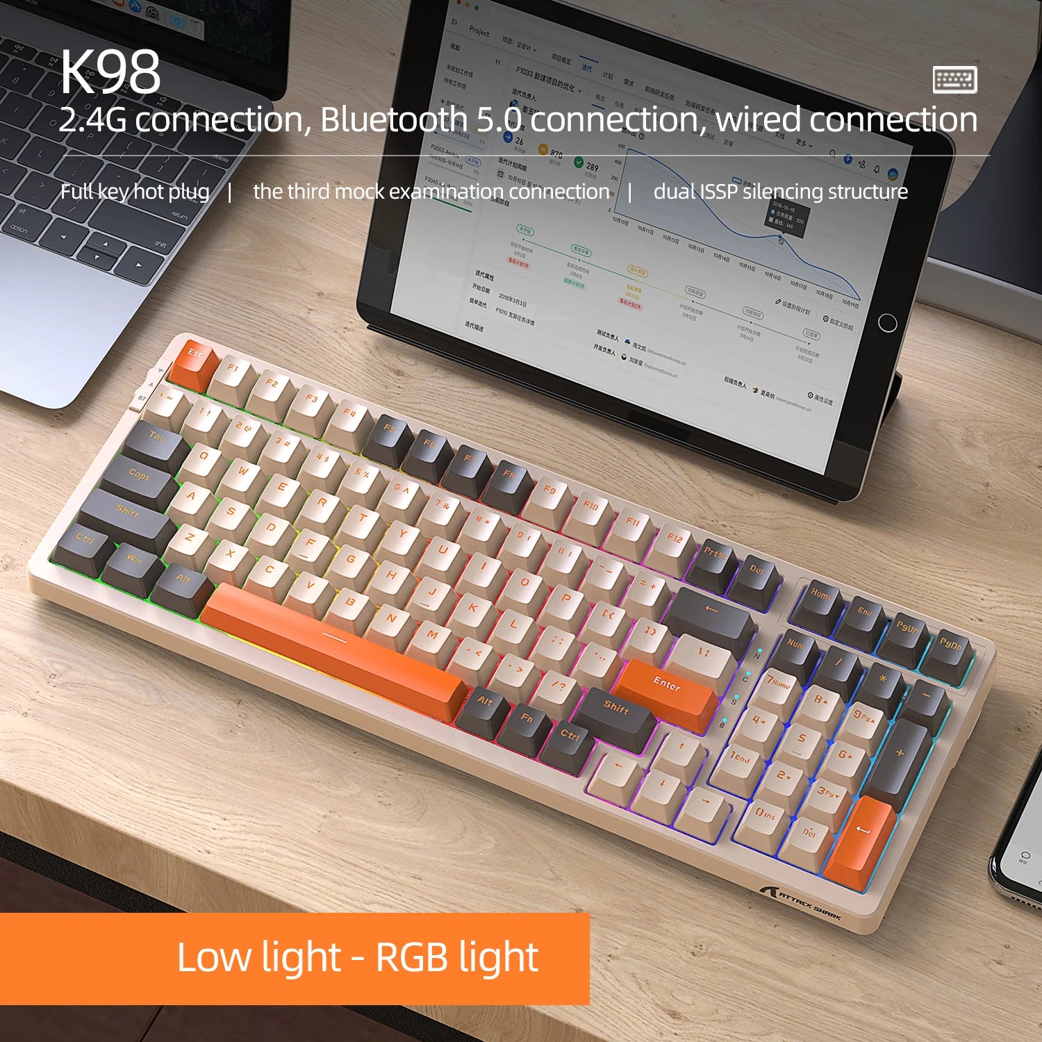 XPower Charon 98 Keys Tri-Mode Wireless Low-Profile Mechanical Keyboard