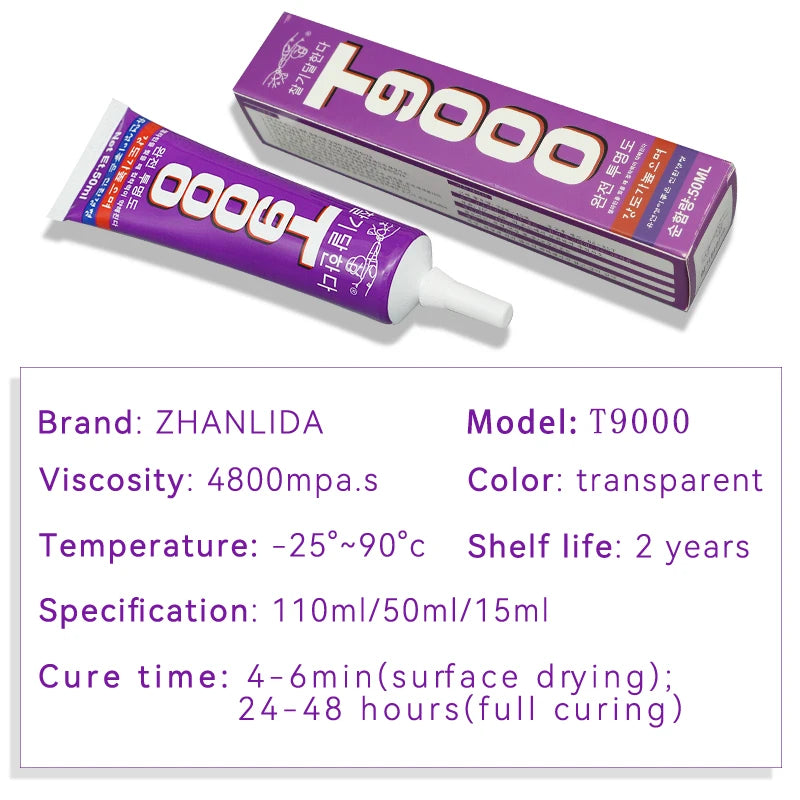 15/50/110ML T9000 Clear Glue Mobile Phone Watch Jewelry Repair Contact Adhesive Waterproof Leather Textile Fabric Cloth Sealant