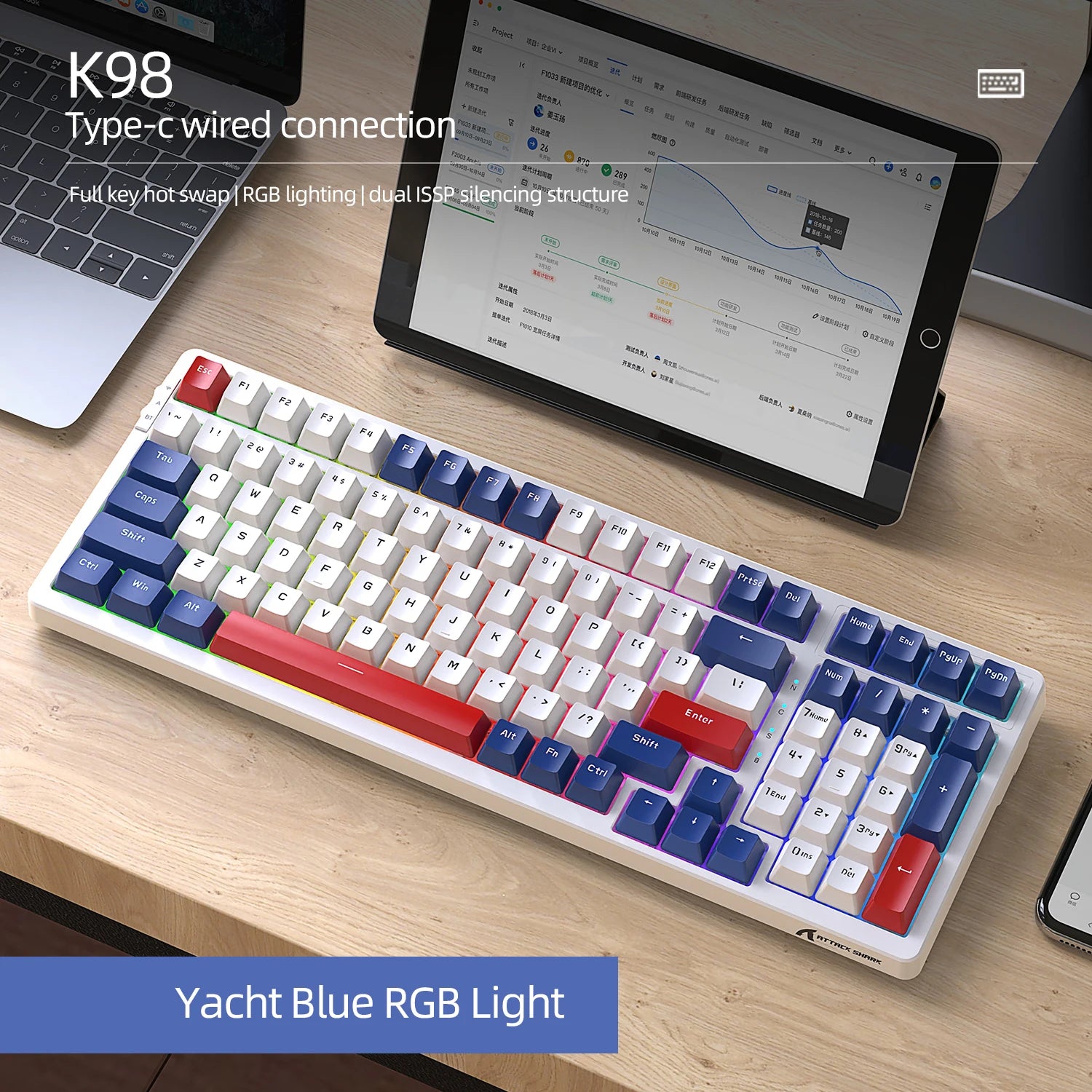 XPower Charon 98 Keys Tri-Mode Wireless Low-Profile Mechanical Keyboard