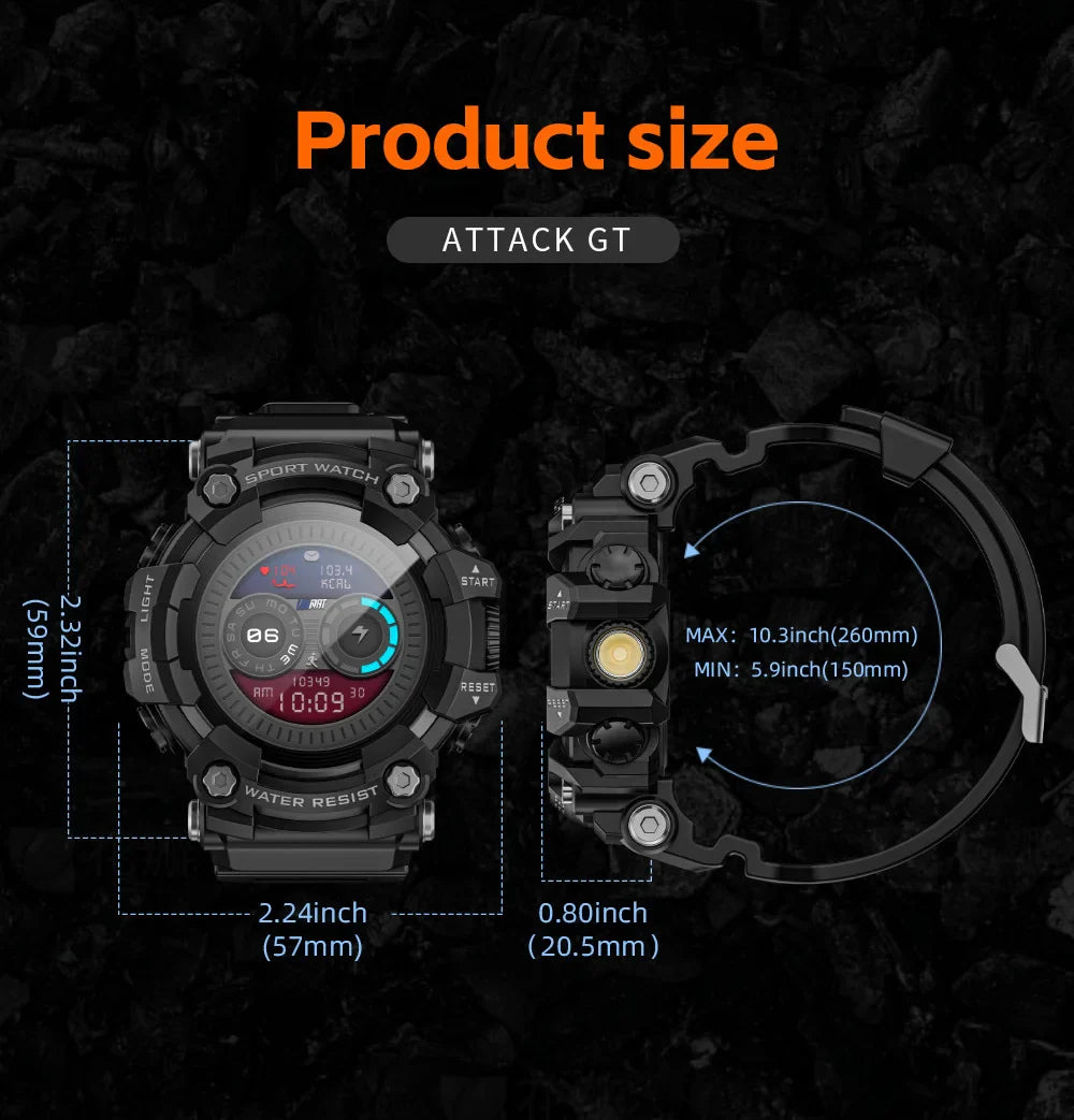 LOKMAT Fitness Tracker Smart Watch for Men – Heart Rate, Blood Pressure & Sleep Monitor | Waterproof Sports Smartwatch for Android & iOS