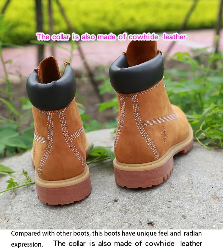 New Work Boots Men&#039;s Original Comfy Shoes Outdoor Hiking Leather Casual Shoes For Men Basic Boots Waterproof Yellow Boots