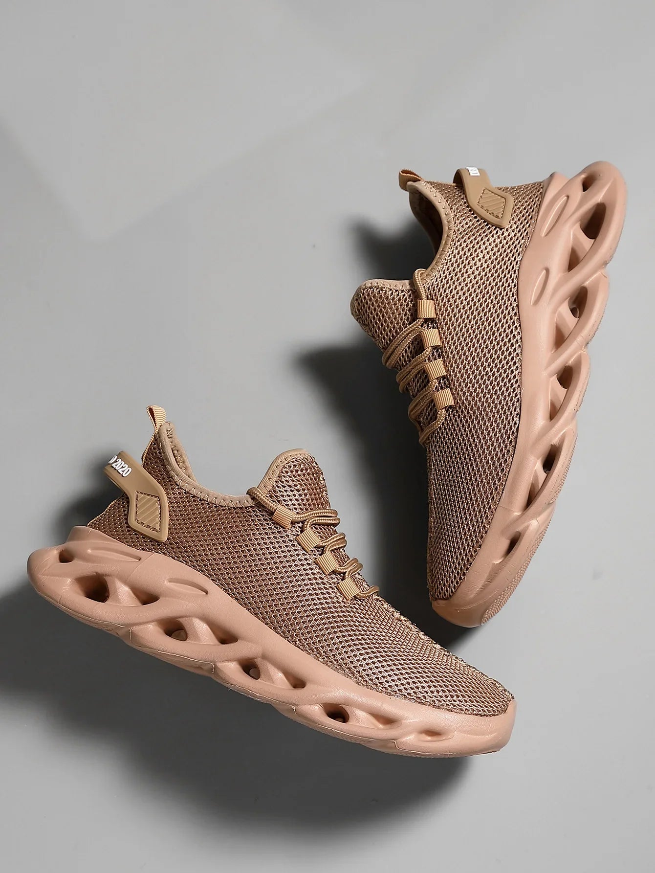 Men Sports Running Black Jogging Shoes Casual Sneakers Brown Outdoor Breathable Mesh Women Light Shock-absorption