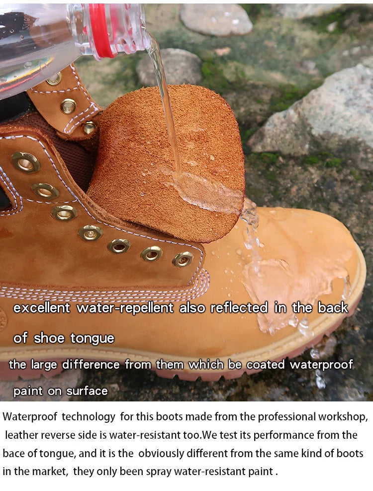 New Work Boots Men&#039;s Original Comfy Shoes Outdoor Hiking Leather Casual Shoes For Men Basic Boots Waterproof Yellow Boots