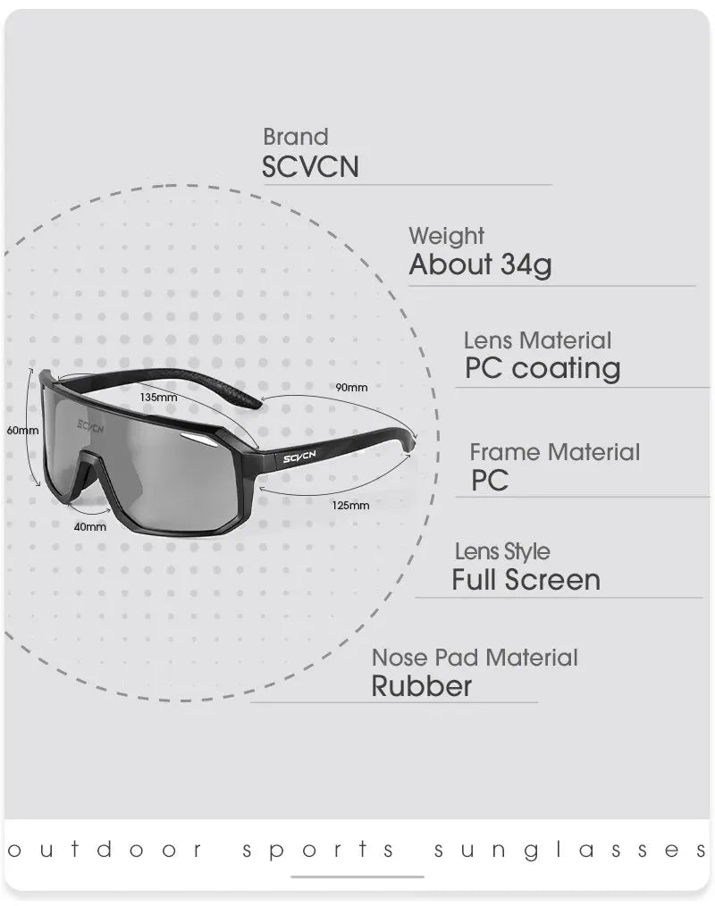 SCVCN X62 Photochromic Cycling Sunglasses