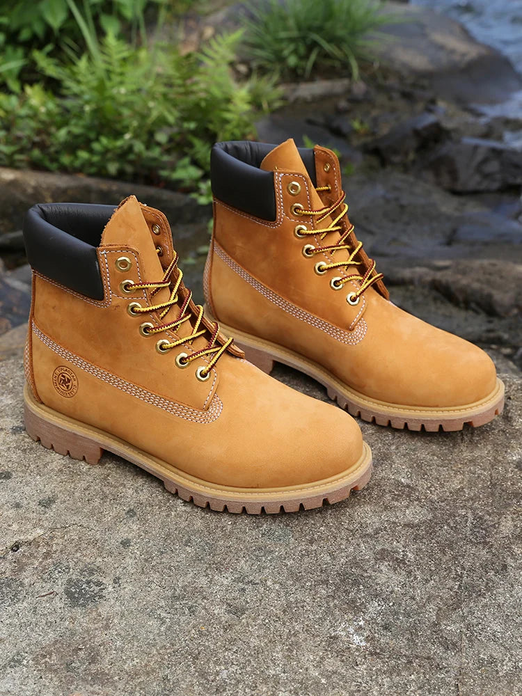 New Work Boots Men&#039;s Original Comfy Shoes Outdoor Hiking Leather Casual Shoes For Men Basic Boots Waterproof Yellow Boots