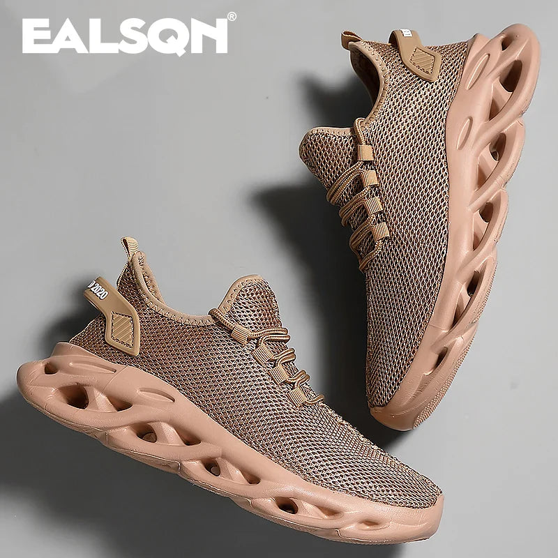 Men Sports Running Black Jogging Shoes Casual Sneakers Brown Outdoor Breathable Mesh Women Light Shock-absorption
