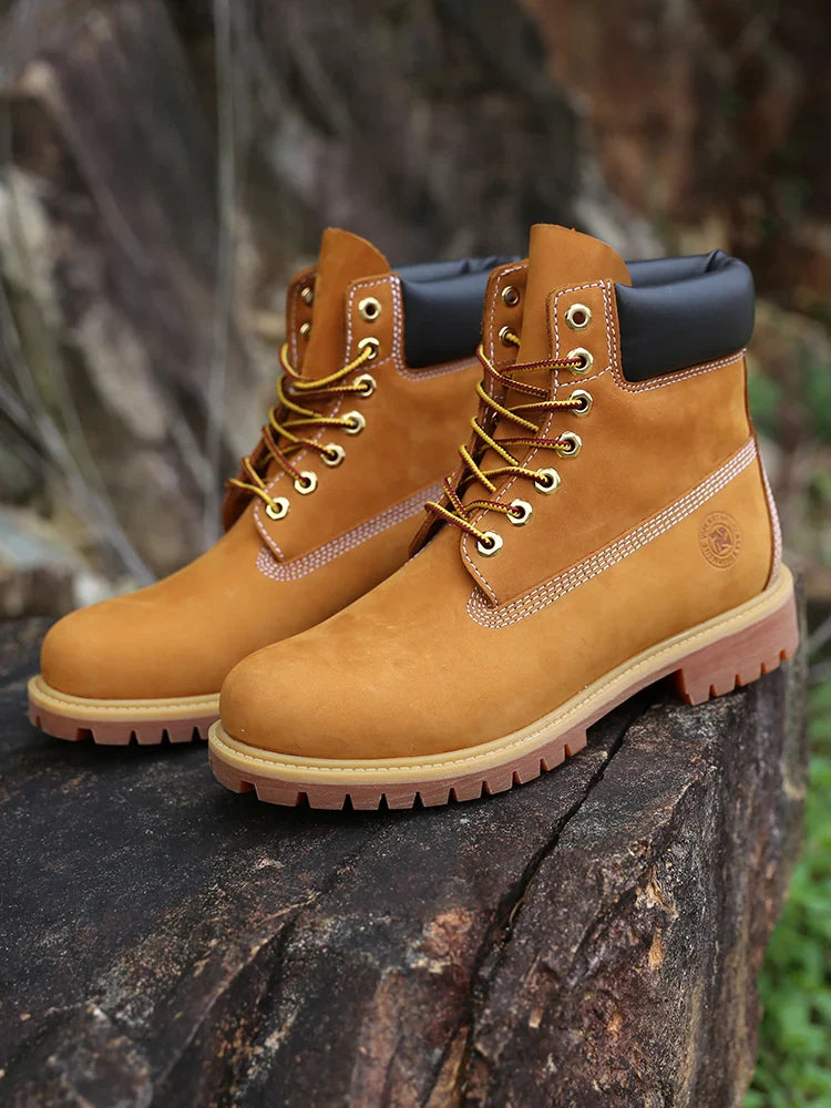 New Work Boots Men&#039;s Original Comfy Shoes Outdoor Hiking Leather Casual Shoes For Men Basic Boots Waterproof Yellow Boots