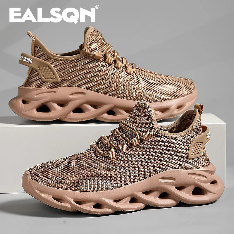 Men Sports Running Black Jogging Shoes Casual Sneakers Brown Outdoor Breathable Mesh Women Light Shock-absorption