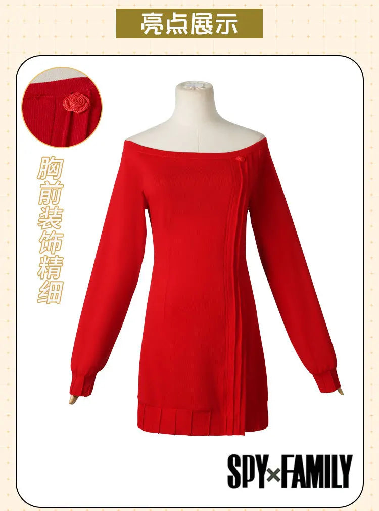 Anime FAMILY Cosplay Yor Forger Yor Briar Cosplay Costume Women Sexy Red Sweater Mini Dress Thorn Princess Costumes