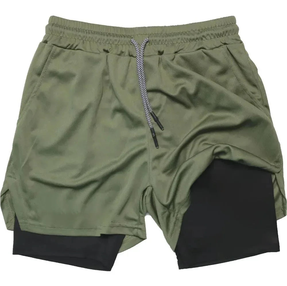 Camo Running Shorts Men Gym Sports Shorts 2 In 1 Quick Dry Workout Training Gym Fitness Jogging Short Pants Summer Men Shorts