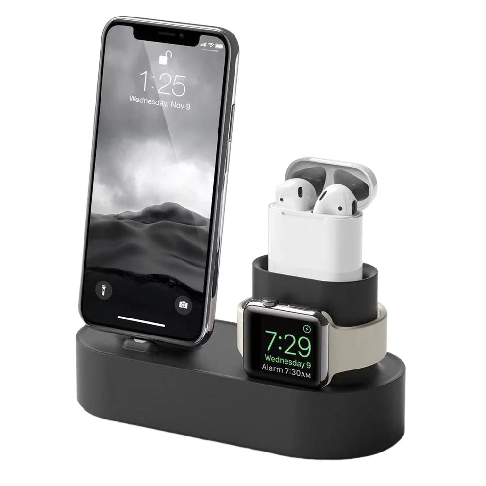 Multifunctional Phone Watch Bracket Silicone Charging Dock Station Anti Slip Accessories for Apple Watch iPhone Airpods