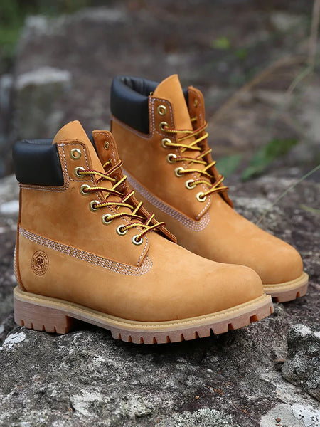 New Work Boots Men&#039;s Original Comfy Shoes Outdoor Hiking Leather Casual Shoes For Men Basic Boots Waterproof Yellow Boots