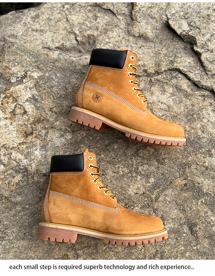 New Work Boots Men&#039;s Original Comfy Shoes Outdoor Hiking Leather Casual Shoes For Men Basic Boots Waterproof Yellow Boots
