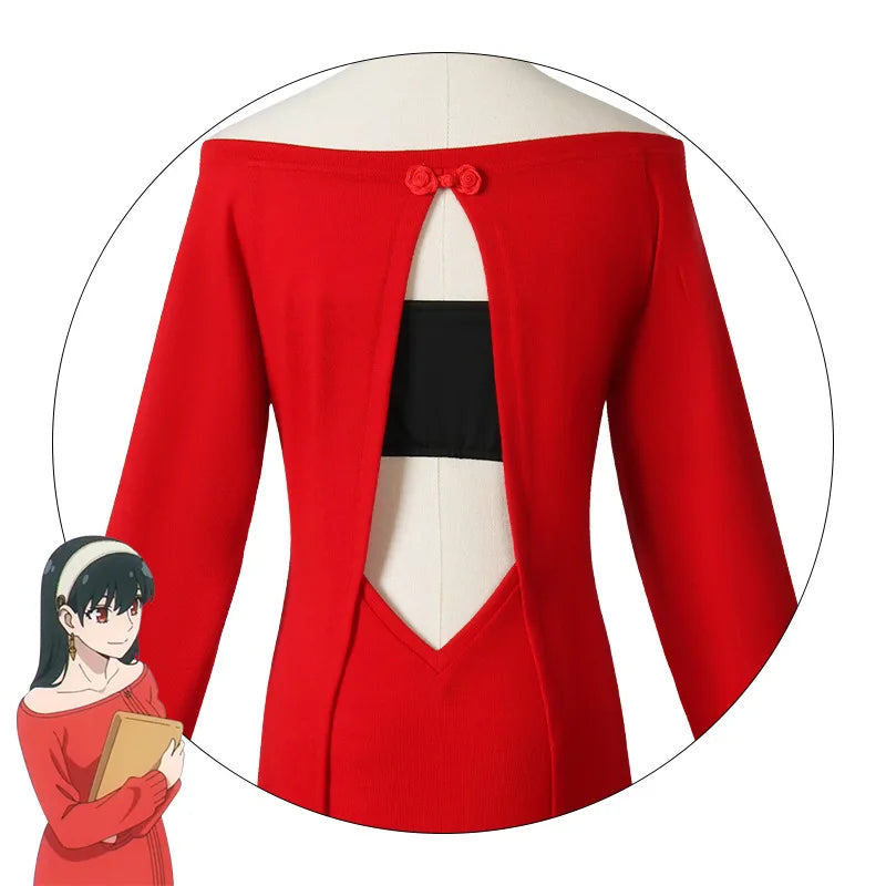 Anime FAMILY Cosplay Yor Forger Yor Briar Cosplay Costume Women Sexy Red Sweater Mini Dress Thorn Princess Costumes