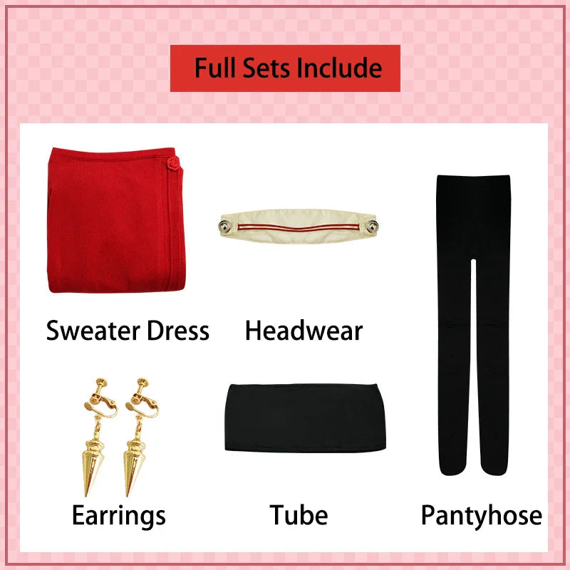 Anime FAMILY Cosplay Yor Forger Yor Briar Cosplay Costume Women Sexy Red Sweater Mini Dress Thorn Princess Costumes