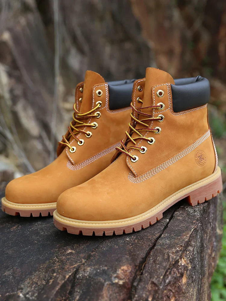 New Work Boots Men&#039;s Original Comfy Shoes Outdoor Hiking Leather Casual Shoes For Men Basic Boots Waterproof Yellow Boots