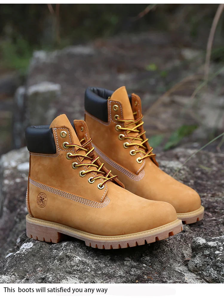 New Work Boots Men&#039;s Original Comfy Shoes Outdoor Hiking Leather Casual Shoes For Men Basic Boots Waterproof Yellow Boots