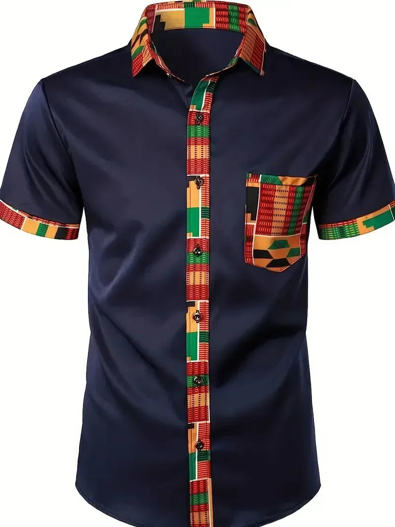 Men&#039;s Plus Size Collared Neck Short Sleeve Shirt