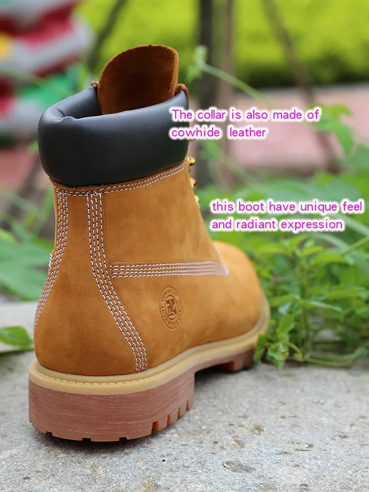 New Work Boots Men&#039;s Original Comfy Shoes Outdoor Hiking Leather Casual Shoes For Men Basic Boots Waterproof Yellow Boots