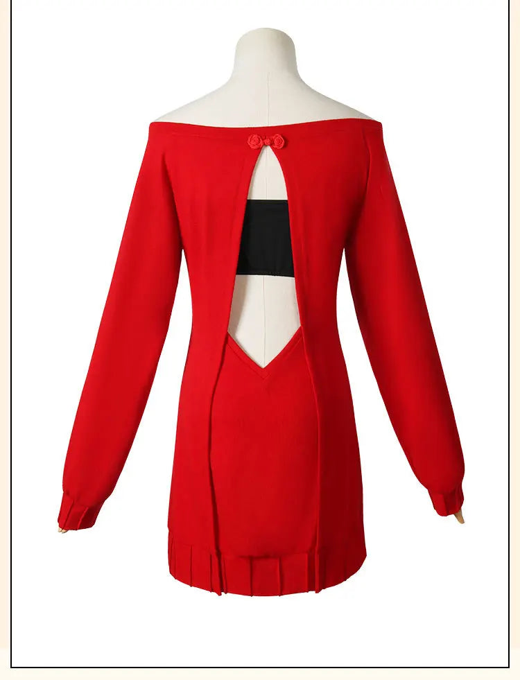 Anime FAMILY Cosplay Yor Forger Yor Briar Cosplay Costume Women Sexy Red Sweater Mini Dress Thorn Princess Costumes