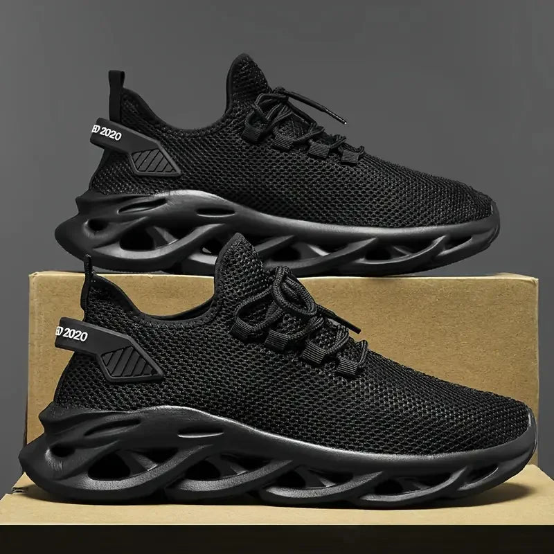 Men Sports Running Black Jogging Shoes Casual Sneakers Brown Outdoor Breathable Mesh Women Light Shock-absorption