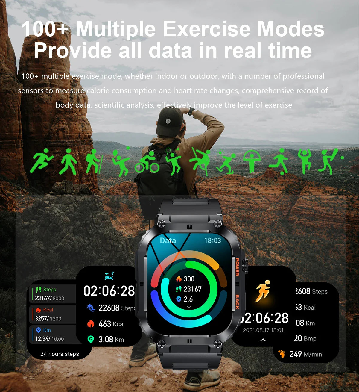 LIGE Outdoor Sports Fitness Smartwatch For Men 1.96 Inch Screen Bluetooth Calling Waterproof Watches Blood Oxygen Reloj Hombre