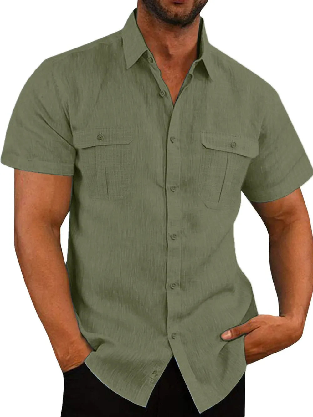 Men&#039;s Plus Size Collared Neck Short Sleeve Shirt