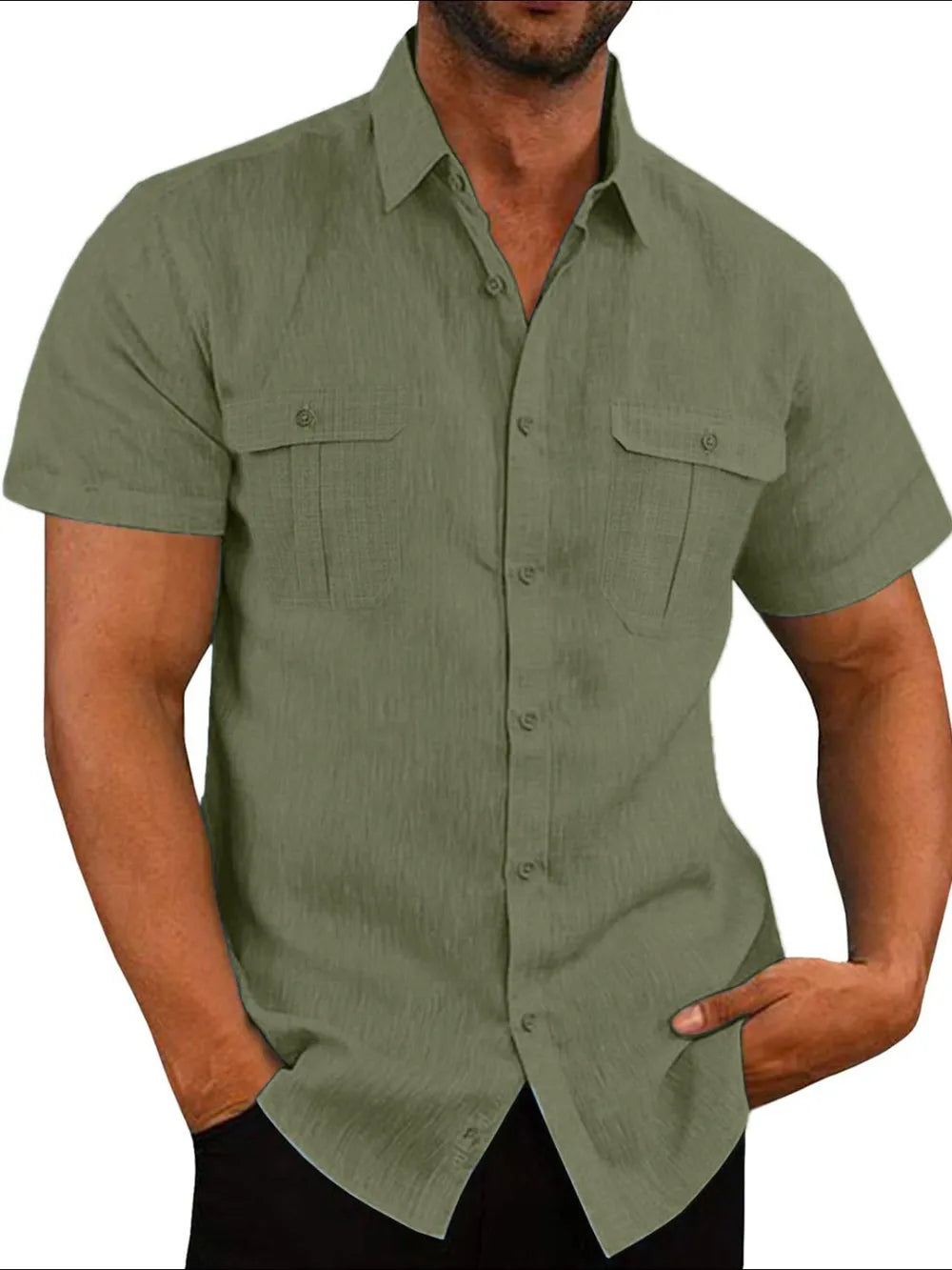 Men&#039;s Plus Size Collared Neck Short Sleeve Shirt