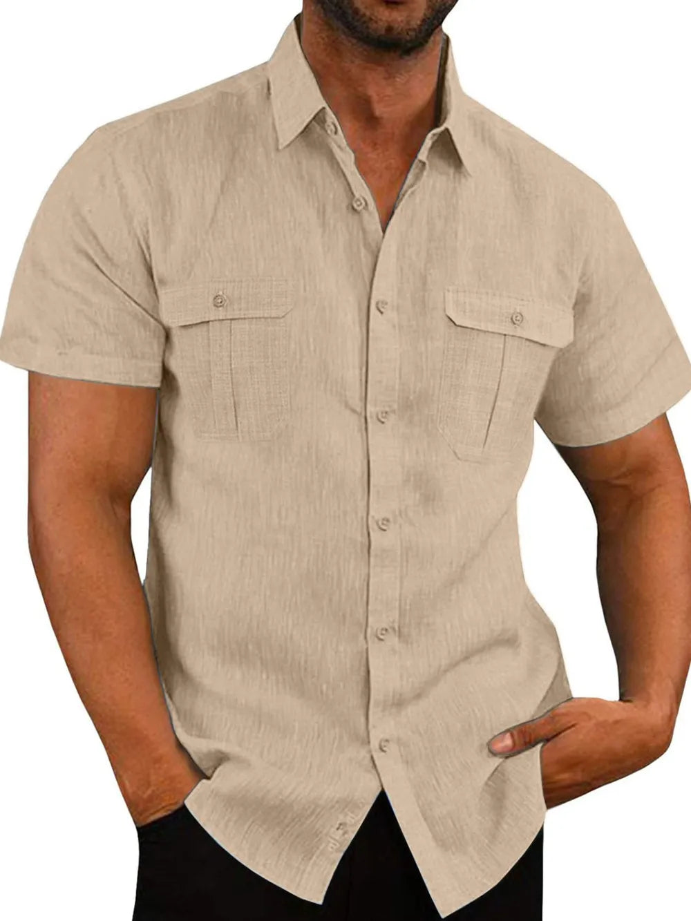 Men&#039;s Plus Size Collared Neck Short Sleeve Shirt