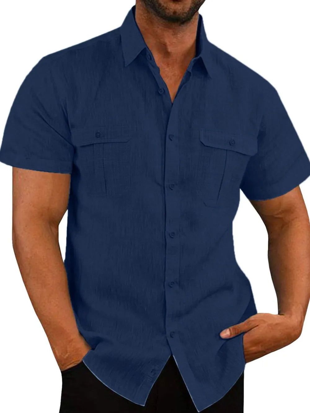 Men&#039;s Plus Size Collared Neck Short Sleeve Shirt